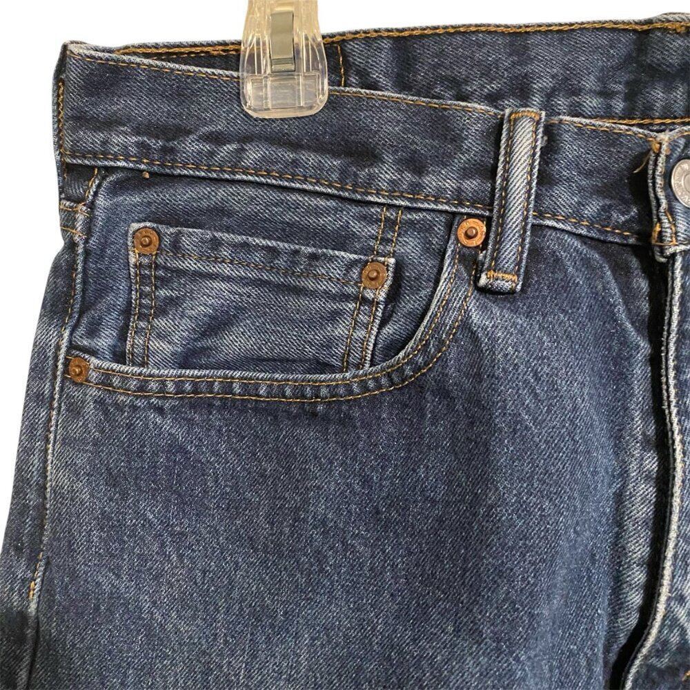 Levis Men's Jeans 34x32 Blue 505 Regular Fit Straight Leg Denim Zip Fly - Picture 5 of 10